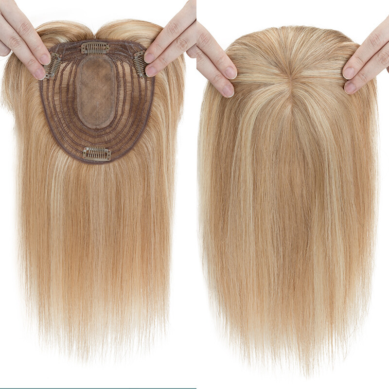 13*15cm Women Human Hair Topper Hairpiece Clip In 100% Real Remy Hair With Bangs