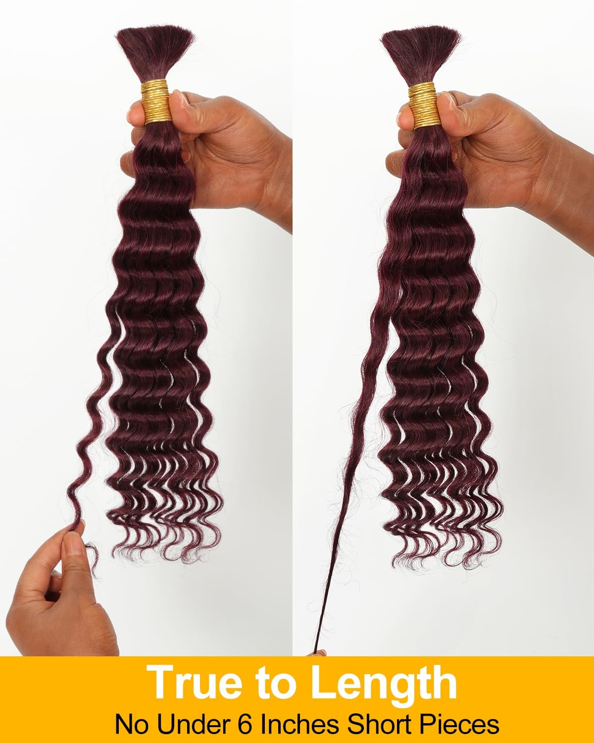 Beeos 99J Burgundy Deep Wave Boho Hair For Braiding 100G No Weft Remy Human