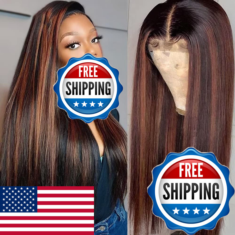 Bele Ombre Highlight 1B/30 Color 13X6 Transparent Hd Lace Front Wig Human Hair