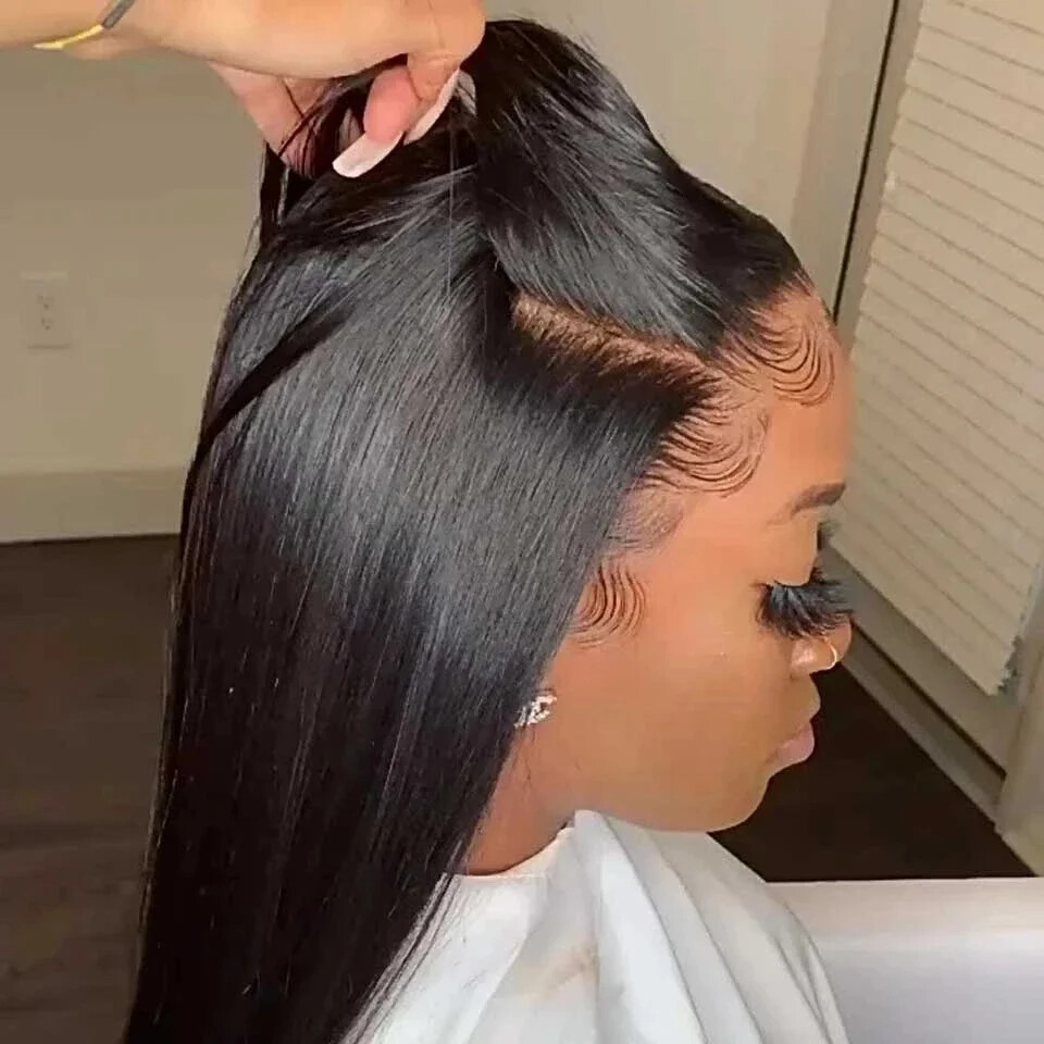 Human Pre Plucked Bleached Knots Lace Wig Transparent Raw Hair Lace Front Wigs