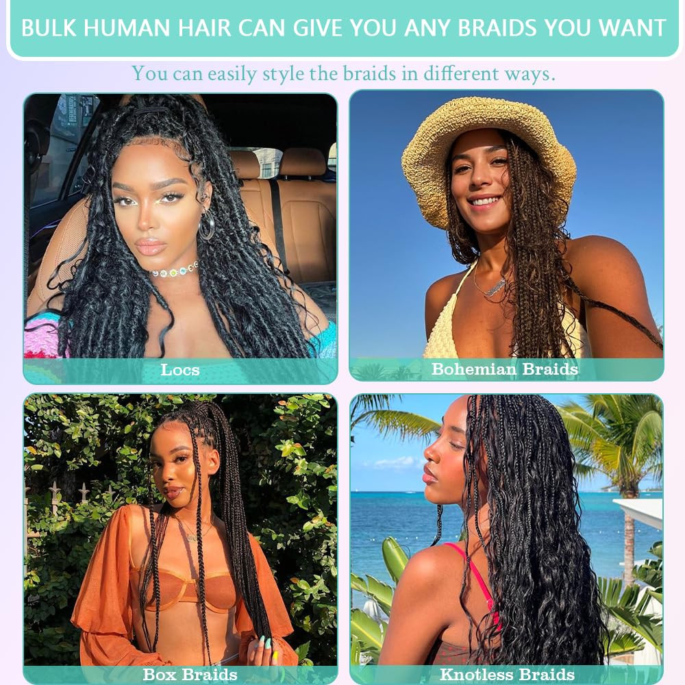 Human Braiding Hair for Boho Braids Deep Wave Bundles Human Hair 150G 6 Bundles/