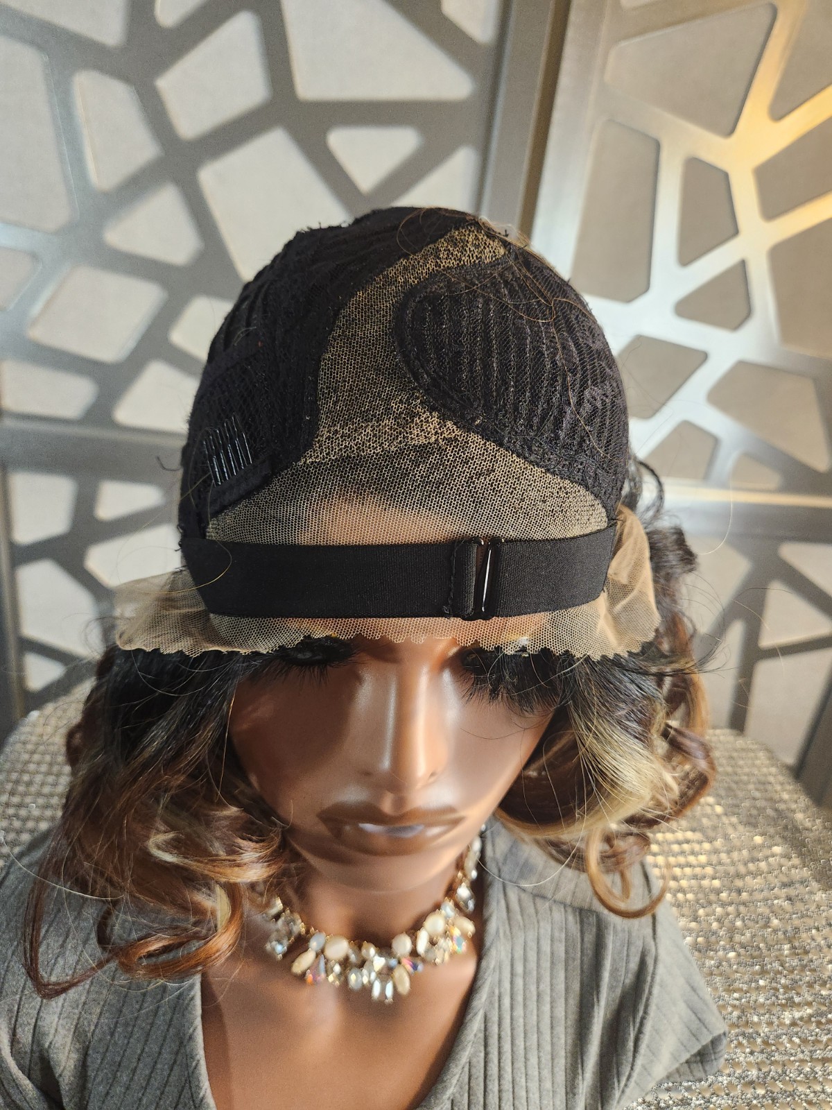 Curly Loose Wave Ombre Brown Blonde Wig Lace Front Balayage Highlights Auburn