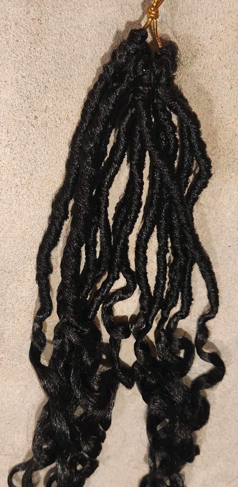 24″ Long Deep Wave Hair Extensions Goddess Locs Crochet Loop Faux Black Woman 1B
