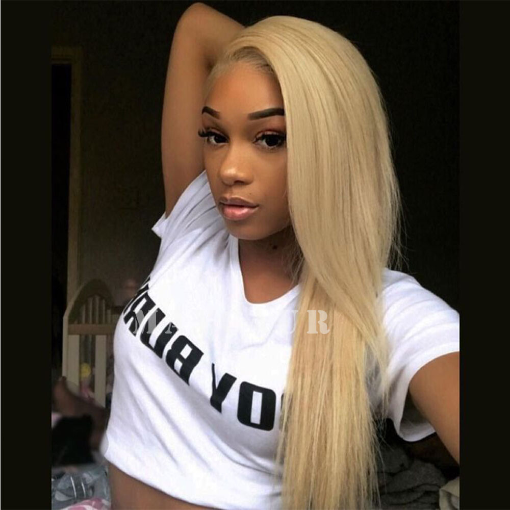 24″ Heat Resistant Front Lace Wig Synthetic Hair Long Silky Straight #613 Blonde