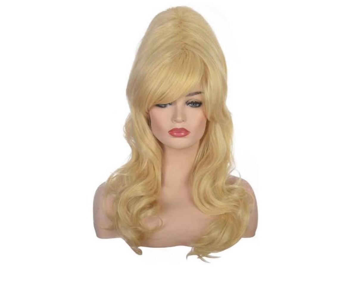 Long Wavy Wigs with Big Bouffant Blonde 80s Costume Classical Wig with Bangs