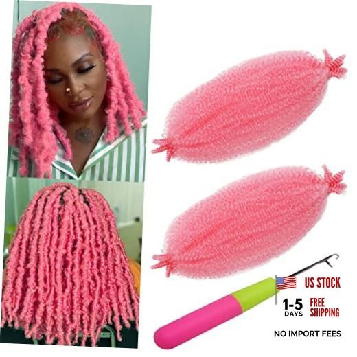 12 Inch Pink Spring Twist Hair 2 Packs Springy Afro Twist Hair 12IN-2PACK PINK