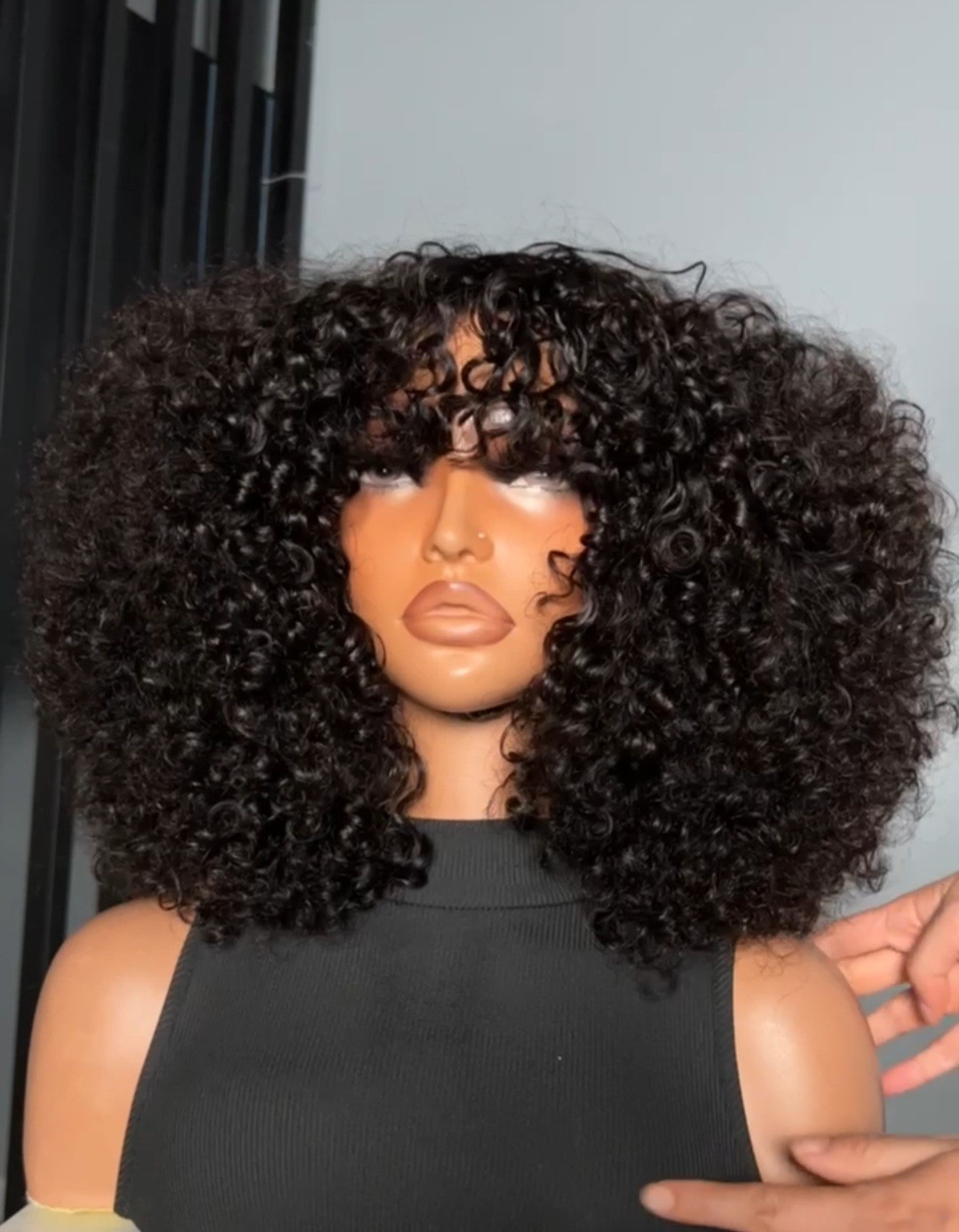 100% Vietnamese Human Hair, SDD Pixie Curls with Bangs. 200% Density.