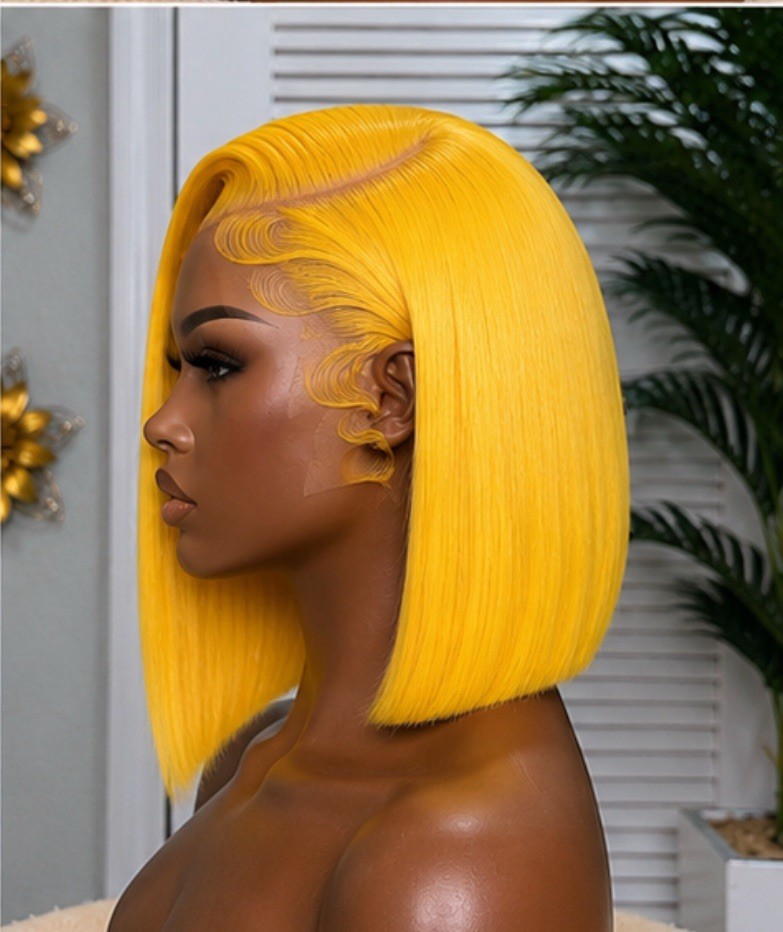 Sunshine Yellow Bob Wig – HD Lace Human Hair | Soft, Silky & Vibrant Color ☀️💛✨