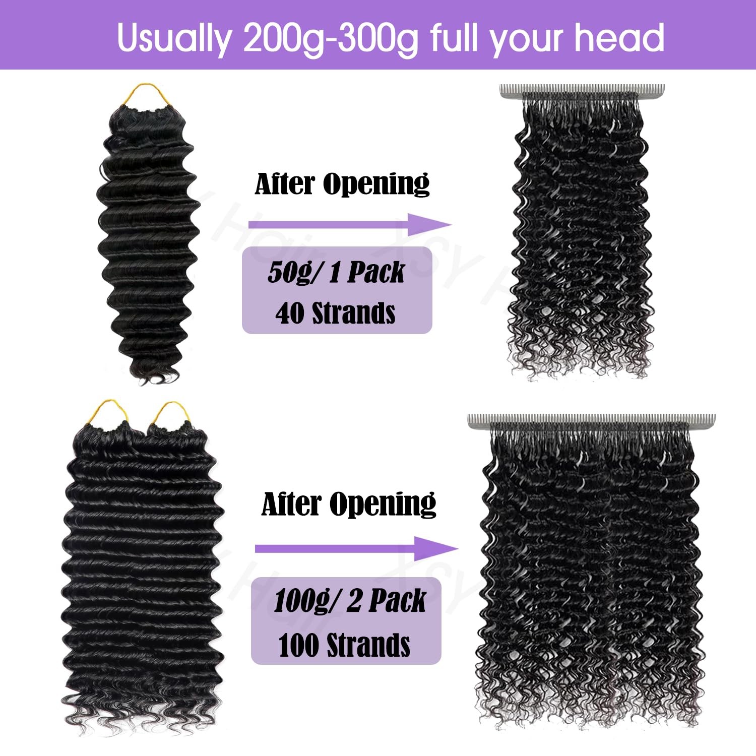 Xsy Human Crochet Hair For Black Women 14 Inch 50G 40 Strands Deep Wave Feather