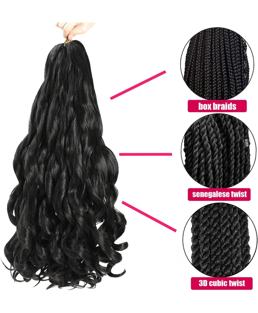 French Curling Braiding Hair 24in Loose Wavy Synthetic Extension 1pk – Weave