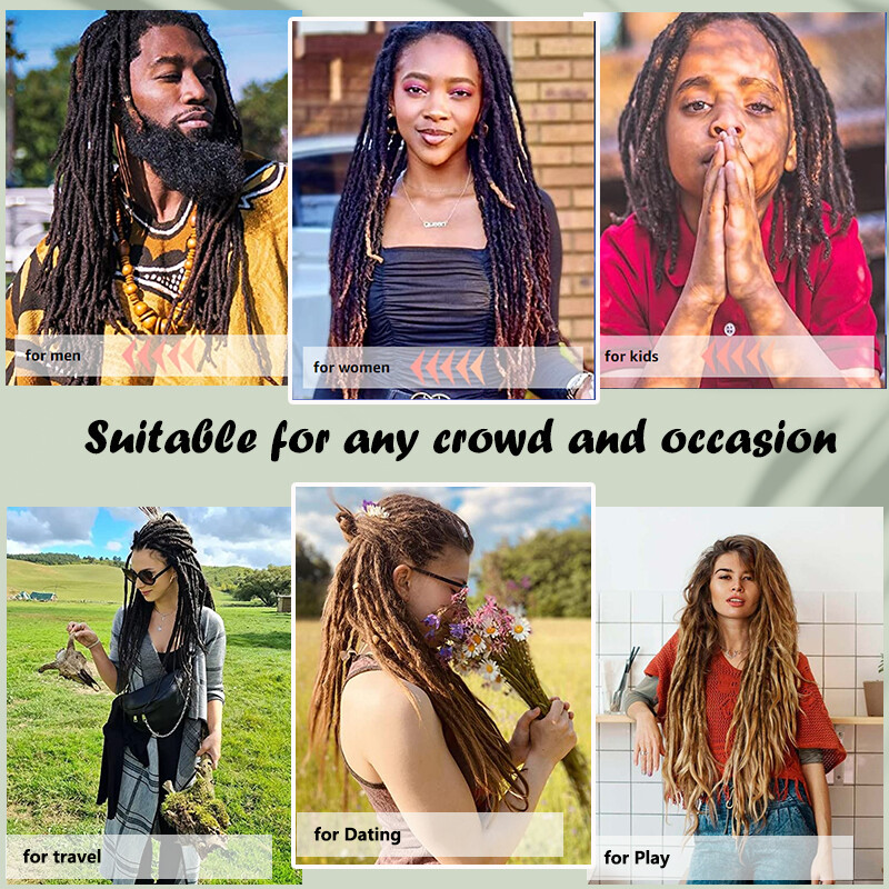 6″-24” Real Human Hair Dreadlocks Extensions Crochet Braiding Hair Dreads Locs