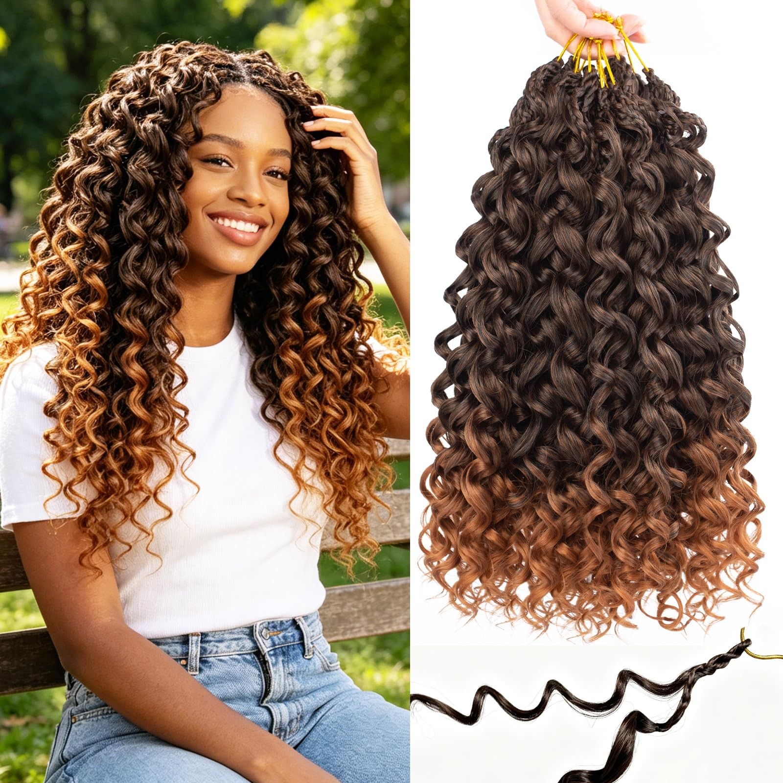 Layakoo 14 Inch T1B/30 Gogo Curl Crochet Hair Water Wave Crochet Braids For