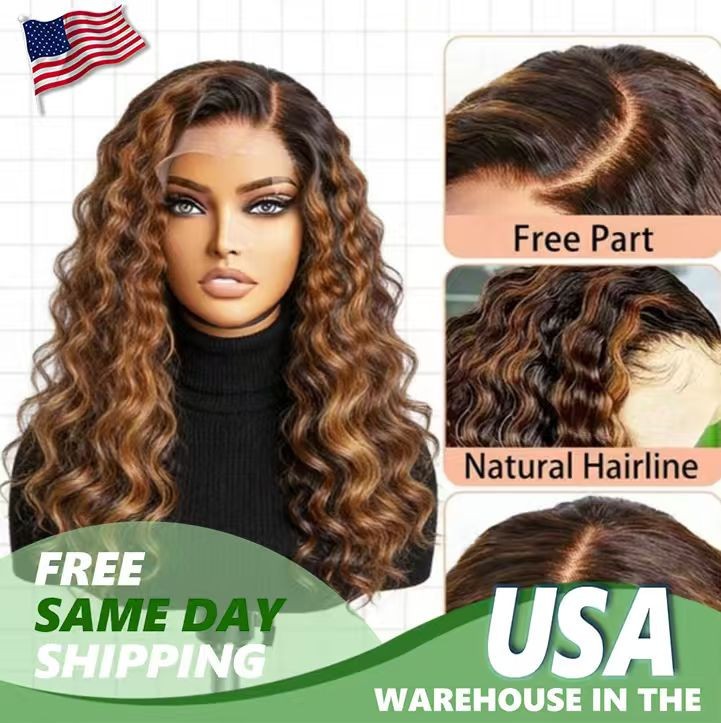 13×4 Water Wave Ombre 1B/30 200% Density Transparent Lace Wigs Human Hair