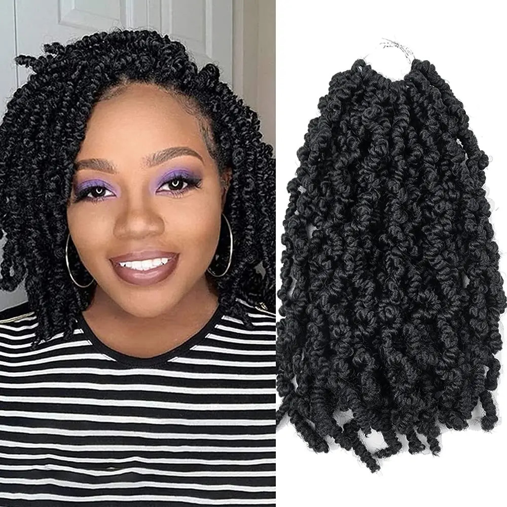 Short Curly Spring Pre twisted Ombre Synthetic Crochet Braids Hair Extensions