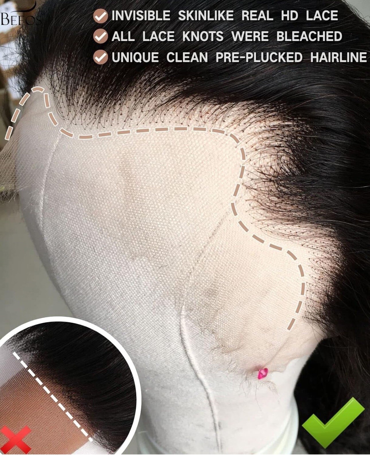 BEEOS 13×6 SKINLIKE Real HD Lace Frontal Only Deep Wave 0.10mm Ultra-thin