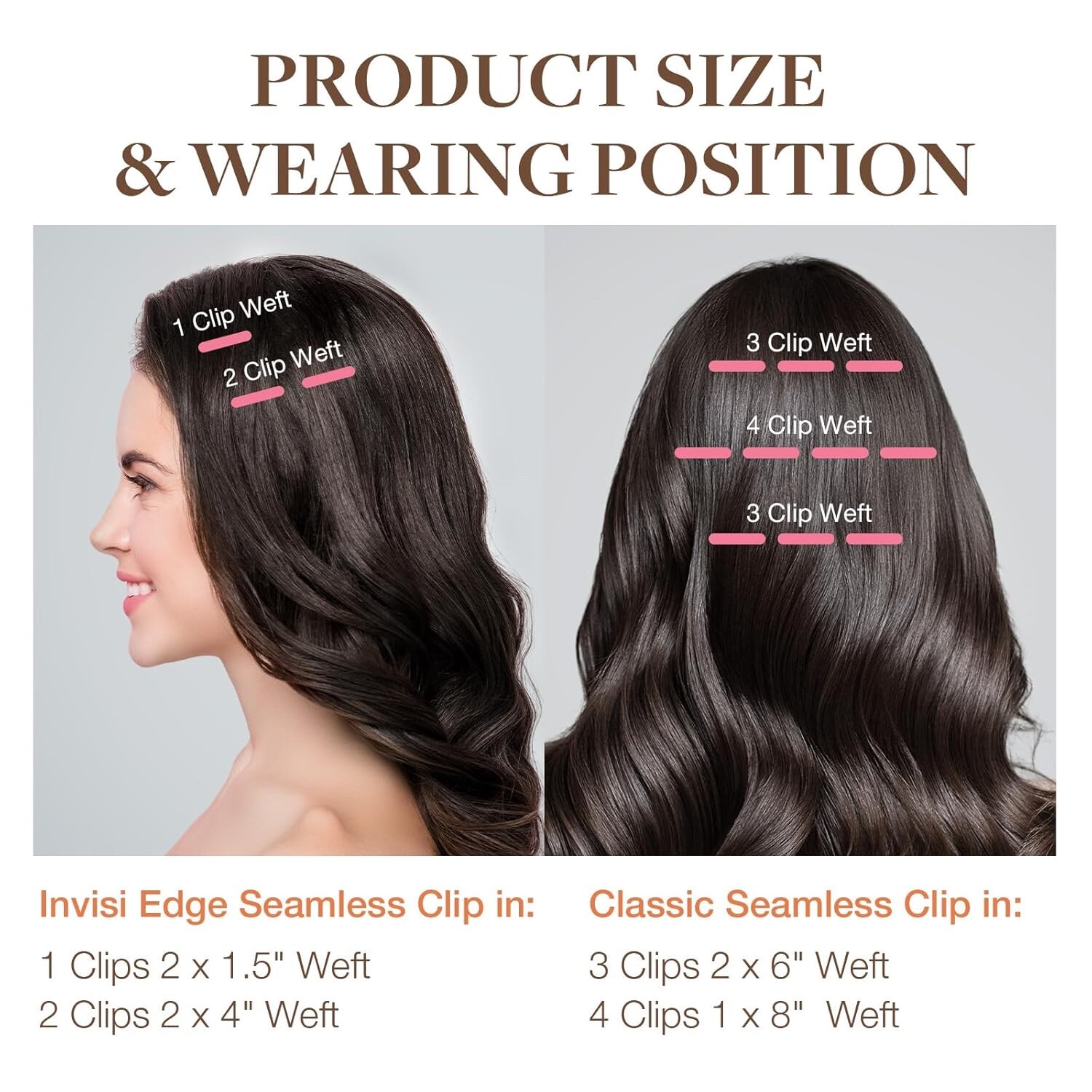 Invisi Edge Clip in Hair Extensions Set, 24inch 160g, 4pcs Injected GOO GOO