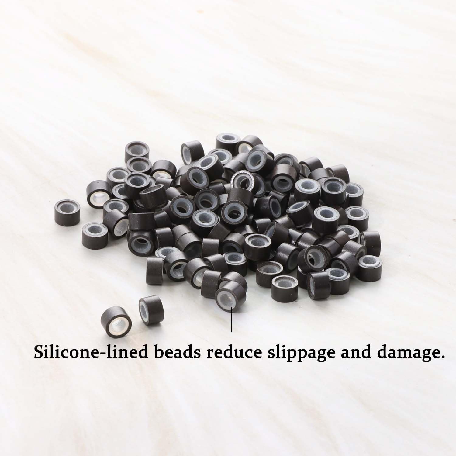 4mm Hair Extension Silicone Beads – 1000pcs Dark Brown Micro Rings for Styling