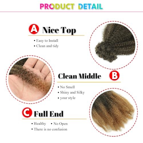 Afro Kinkys Bulk Synthetic Hair 3 Pcs/Lot（150g）Natural Black Afro 12 Inch 1B