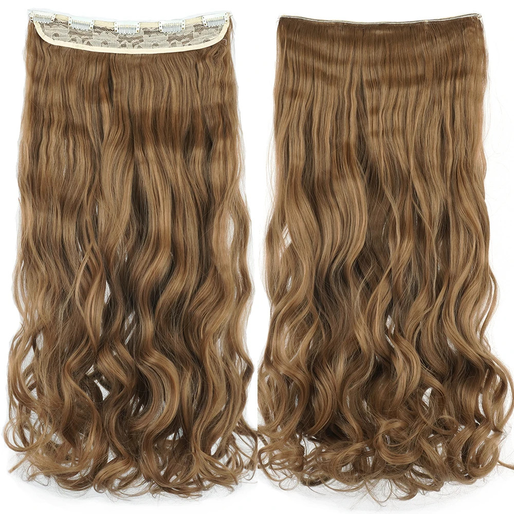Dirty Blonde Curly Clip In Synthetic Hair Extensions Fake Hair Pieces for Women