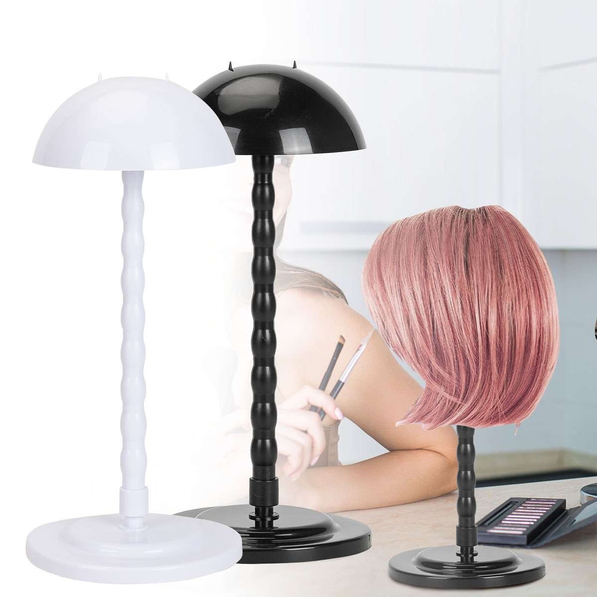 Wig Stand Plastic Hat Display Wig Head Holders Mannequin Head Stand Portable