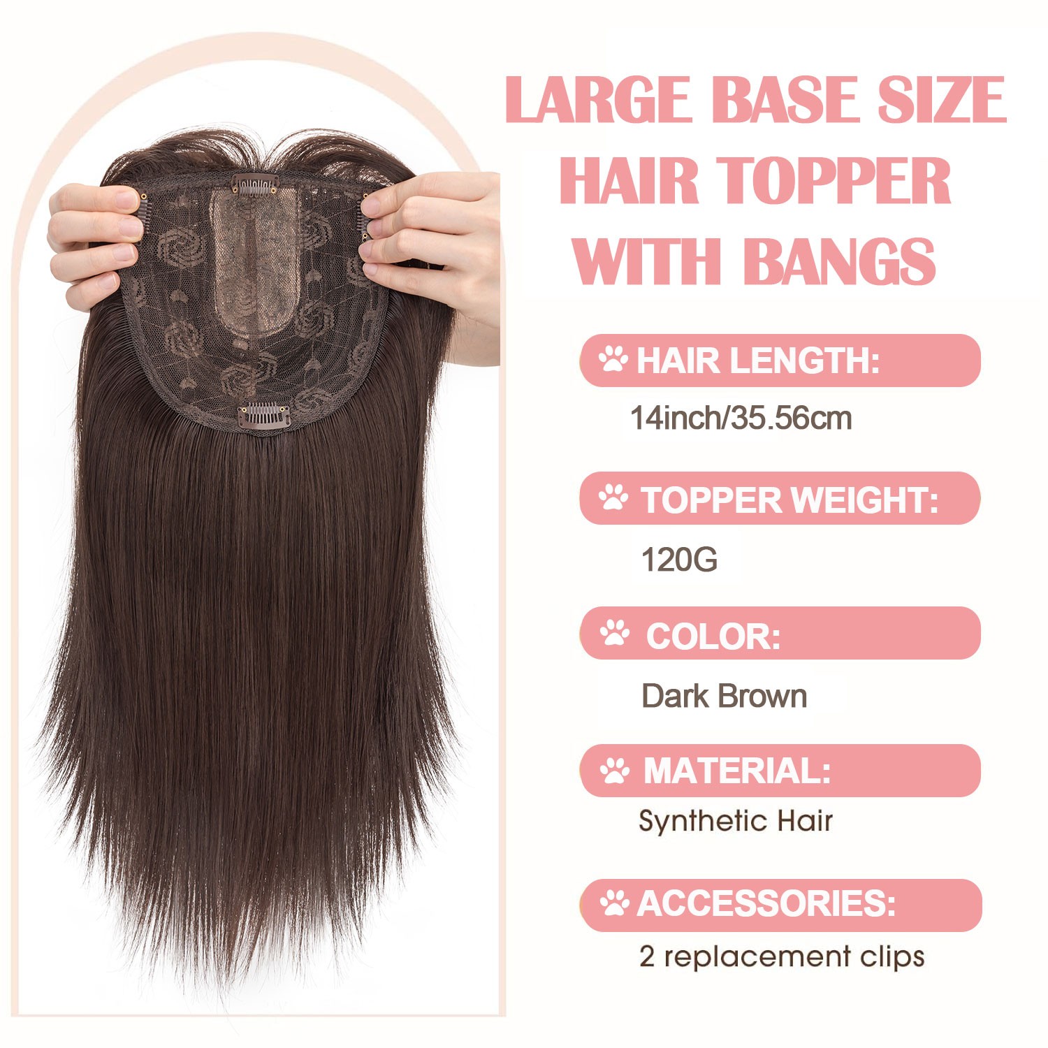 USA 6*6in Hair Topper Clip In Hair Extension with Bangs Lace Toupee Natural Hair
