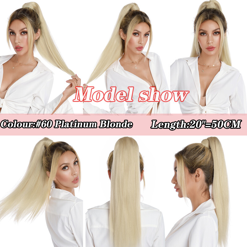 Smooth Ponytail 100% Human Hair Clip In Remy Hair Pony Tail Extensions THICK 22″