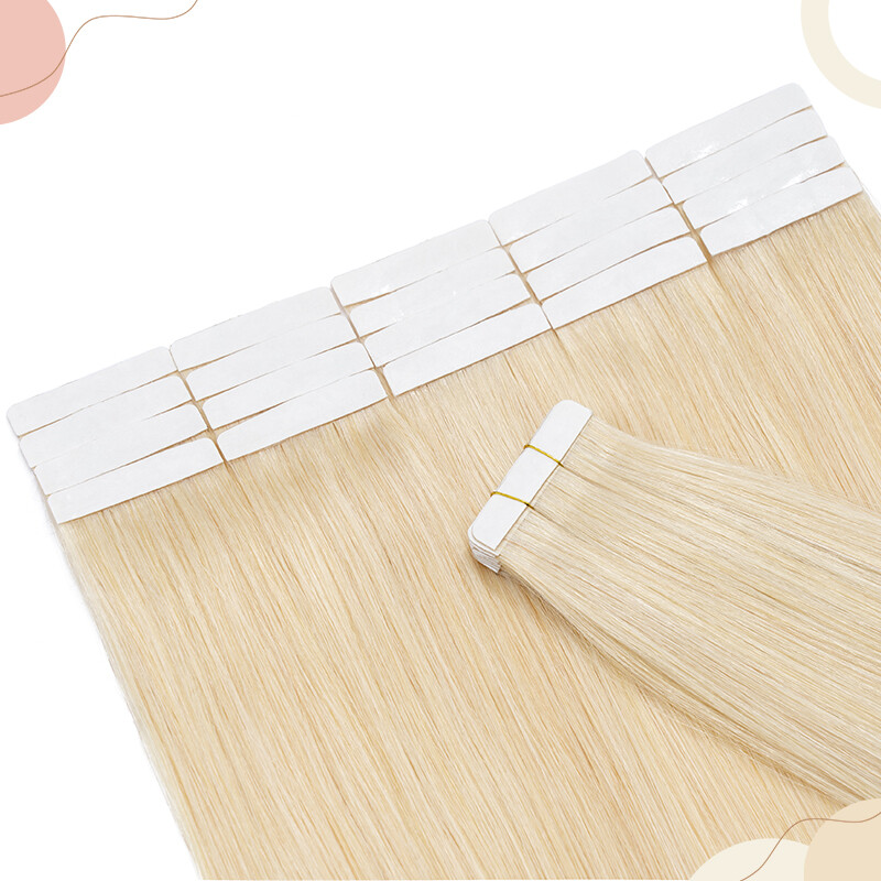 HAIRRO Tape In Hair Extensions 12″-24″ Real 100% Remy Human Hair Invisible Blond