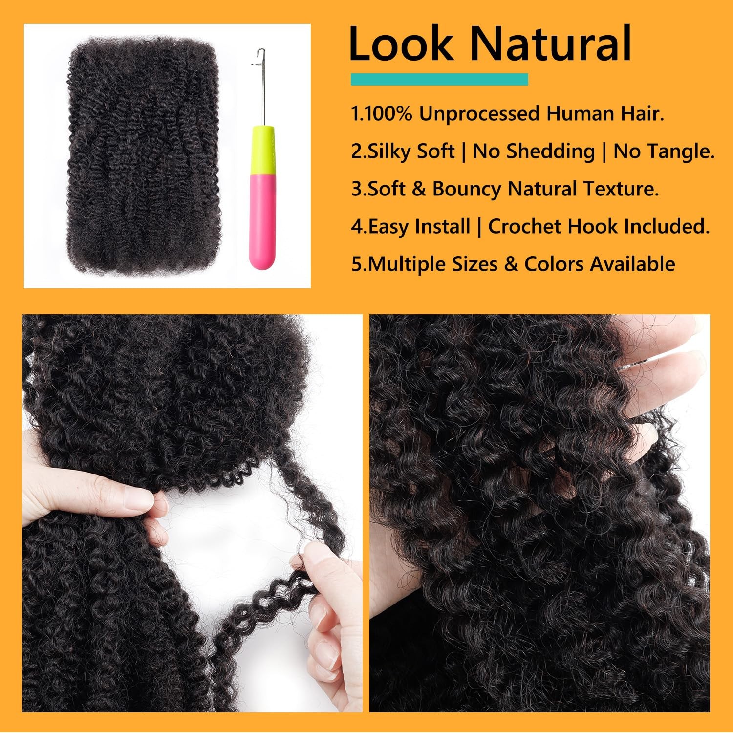Ev&Et Evet Pre-Sretched Afro Kinkys Bulk Human Hair Human Hair For