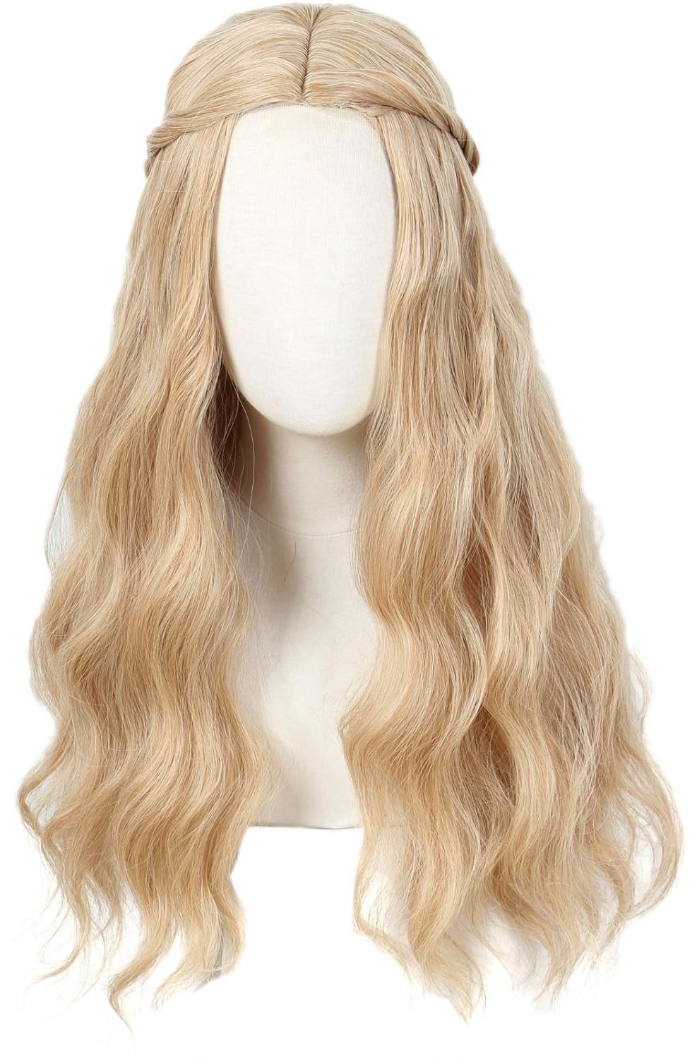 Elegant Long Blonde Wavy Wig with Adjustable Straps – Women’s Costume Essential