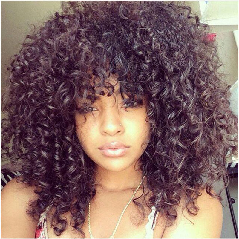 Fashion Afro Curly Wig Black Synthetic Short Full Wig African American Women Wig
