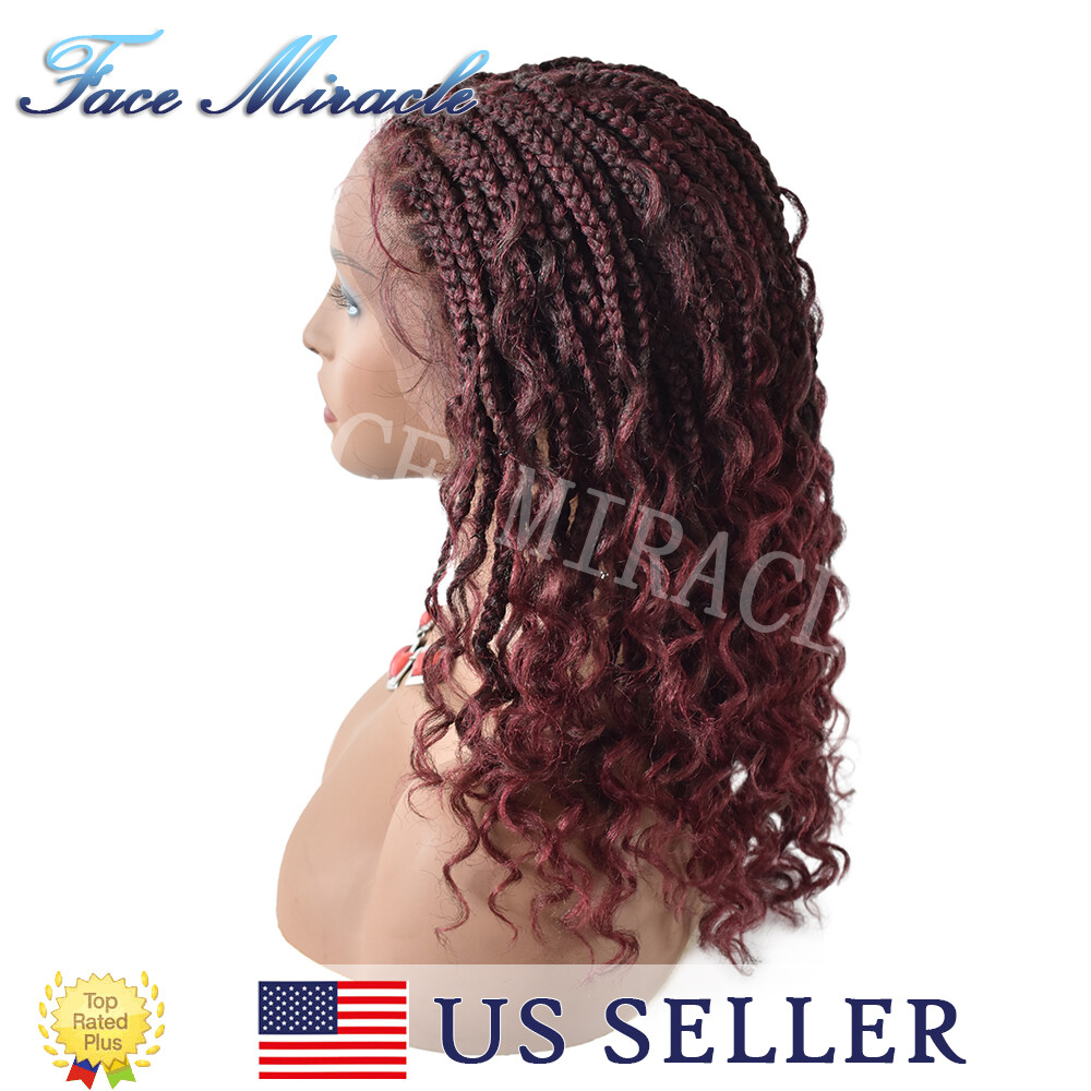 18″ Box Braided Wig for Black Women Lace Front Hand Braids Synthetic Twist Wigs
