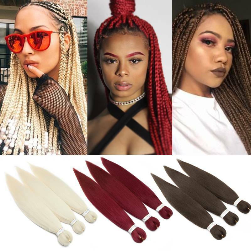 5 packs Yaki Straight Pre-stretched Braiding Box Braids Twist Hair Extensions D8