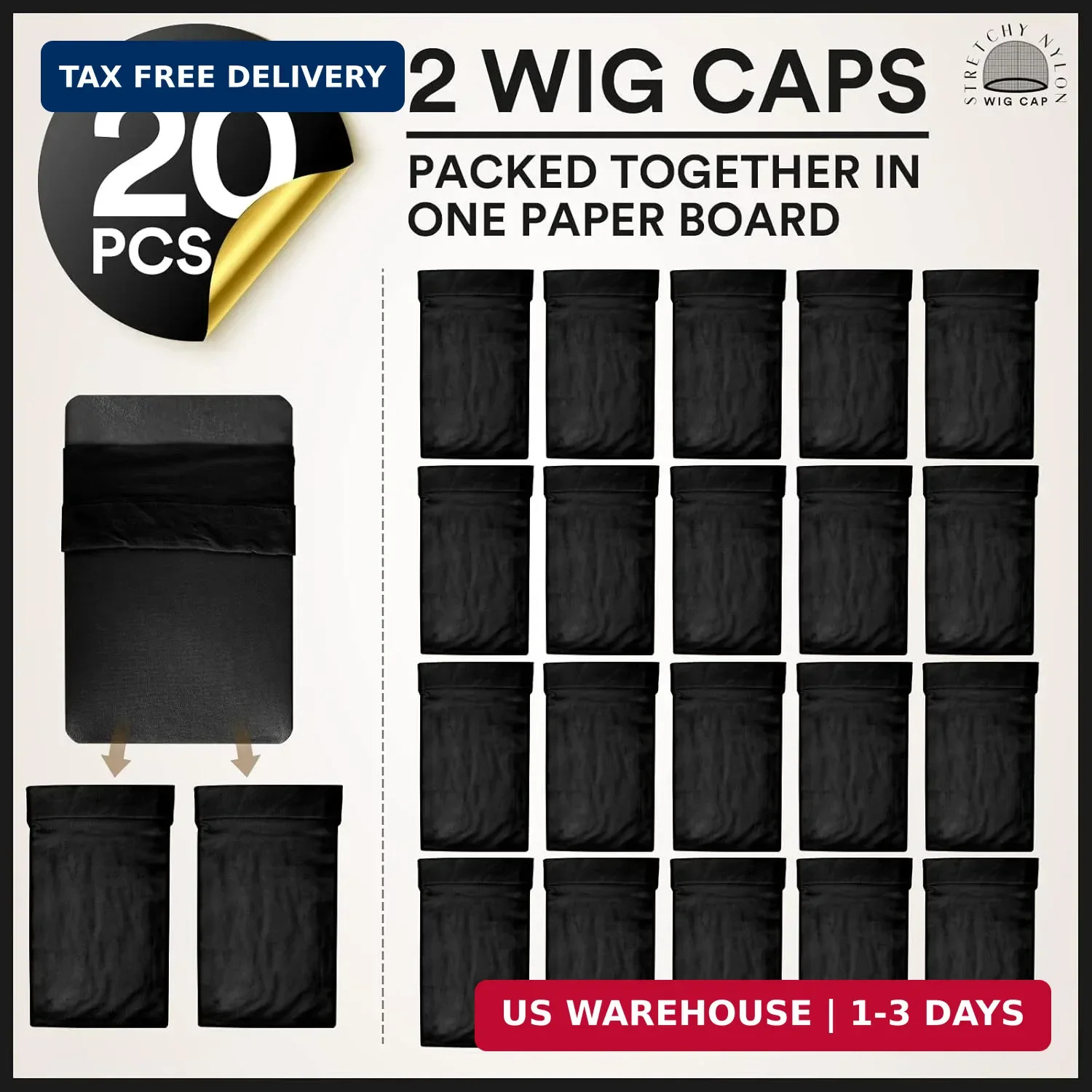 Teenitor Wig Cap,Black Wig Cap 20 Pieces Wig Caps, Black Stocking Caps for Men,
