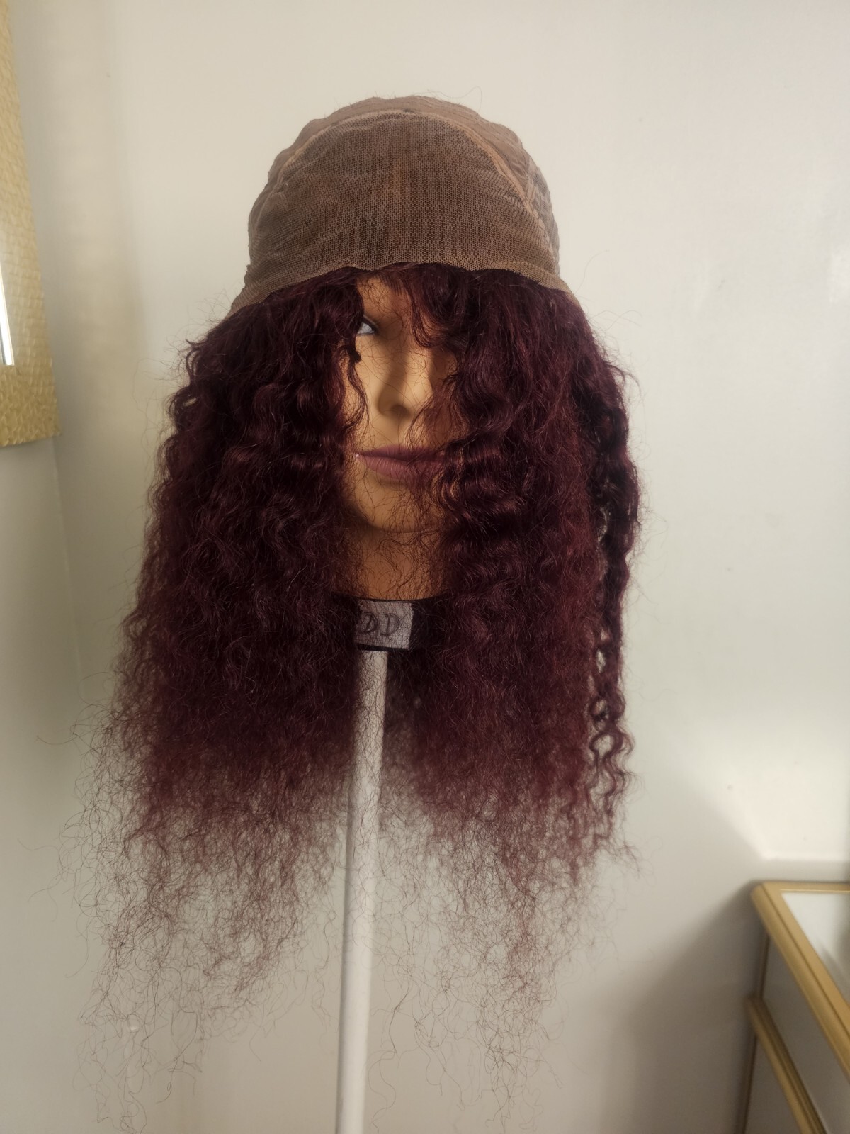High Quality regular Top Reddish 24″wavy curly 150% Virgin Human Hair Lace Wig