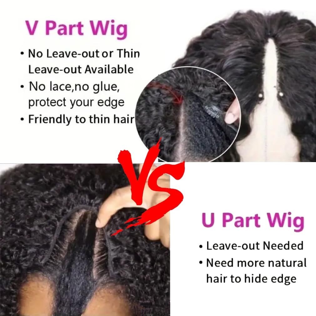 Curly V Part Wig Human Hair Upgrade U Part Wigs Human Hair Wigs for Black Women