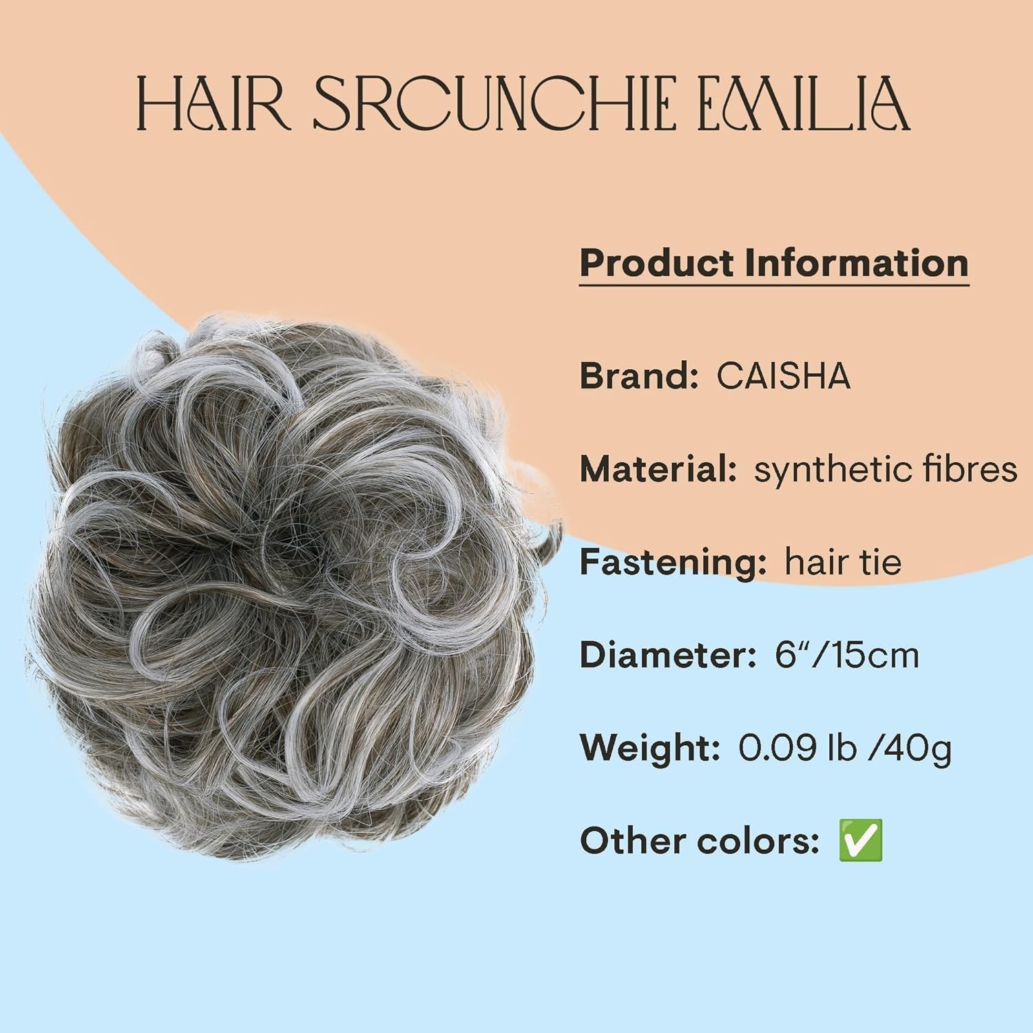 CAISHA Big Hairpiece Scrunchy Updo Bridal Hairstyle curly Messy Bun Gray Mix …