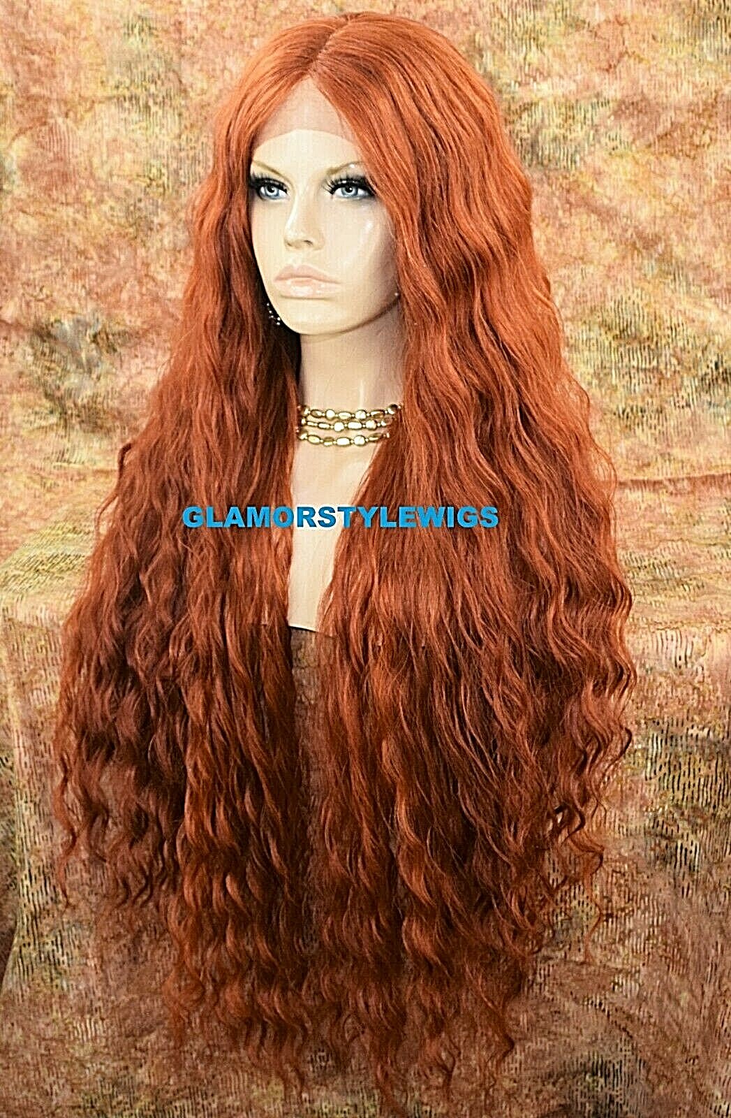 LACE FRONT FULL WIG EXTRA LONG WAVY LAYERED MIDDLE PART COPPER HEAT OK NWT
