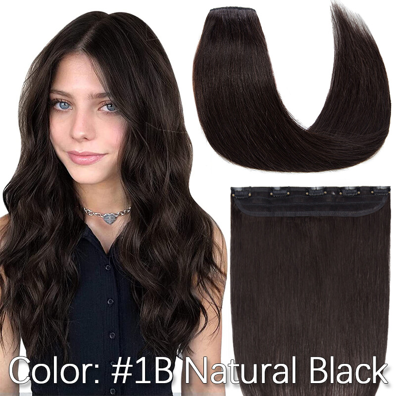 THICK Clip In Real Remy Human Hair Extensions 3/4 Full Head One Piece Weft US