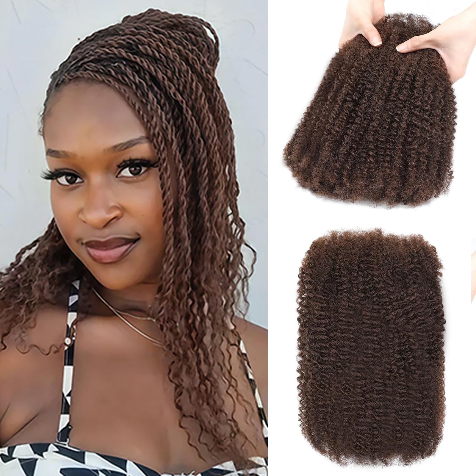 Clong Afro Kinkys Bulk Human Hair For Dreadlocks Extensions Repair Locs Twist