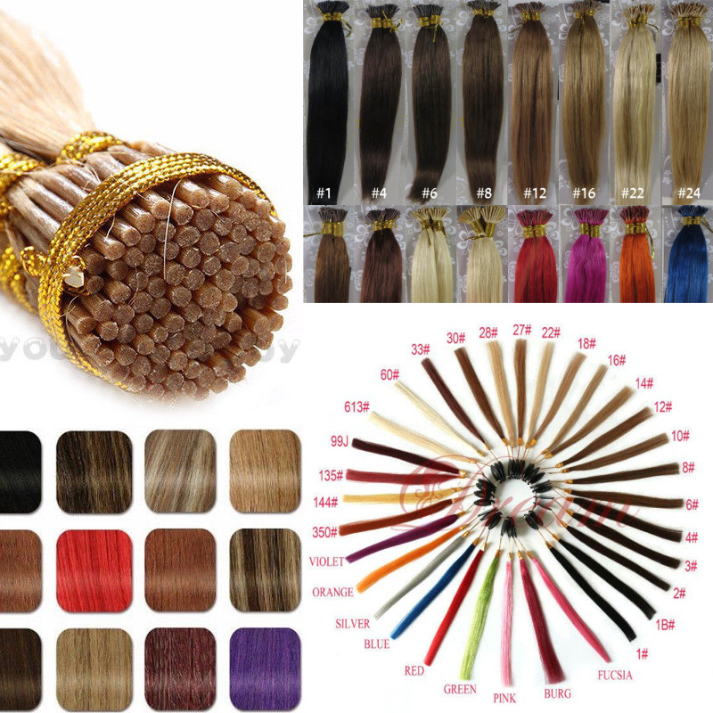 12″~28″ Women Remy Stick I-Tip Human Hair Extensions 50g & 100g More Colors