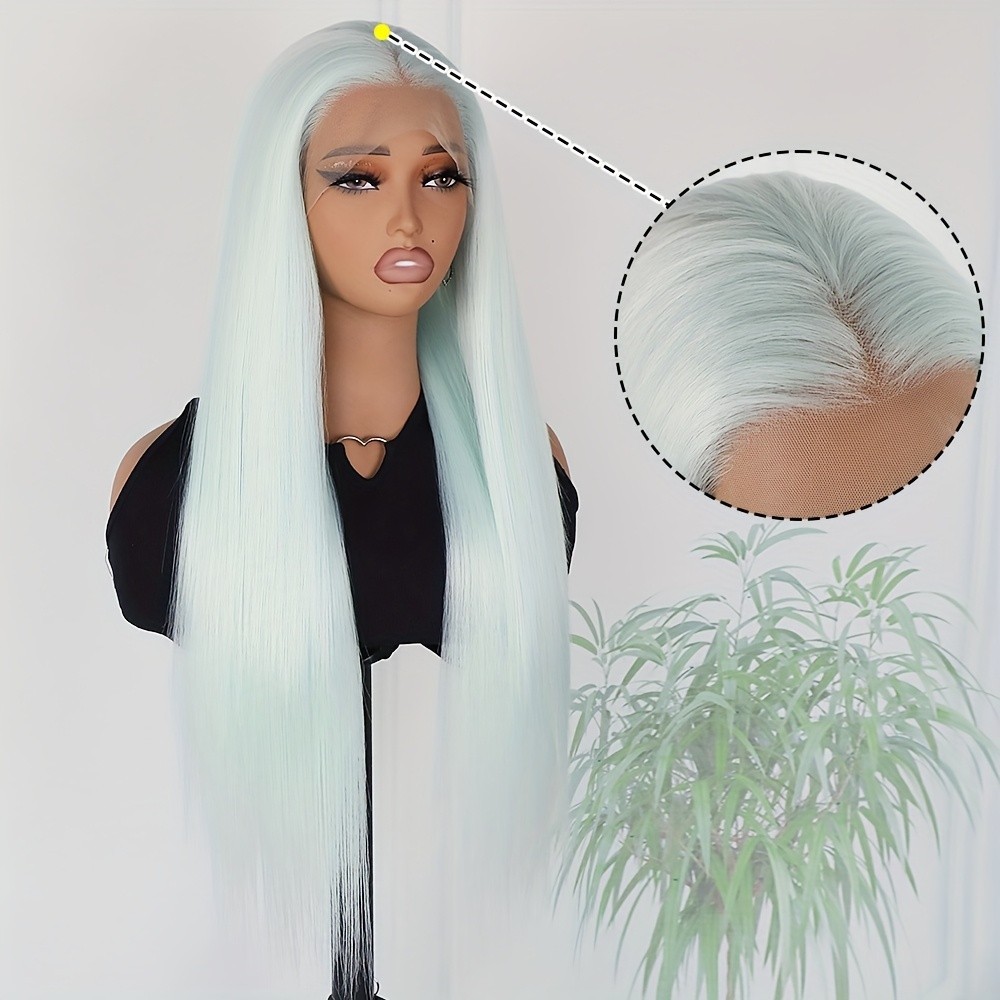 Pre Plucked Hairline Glueless Heat Resistant Fiber Frontal Lace Replacement Wigs
