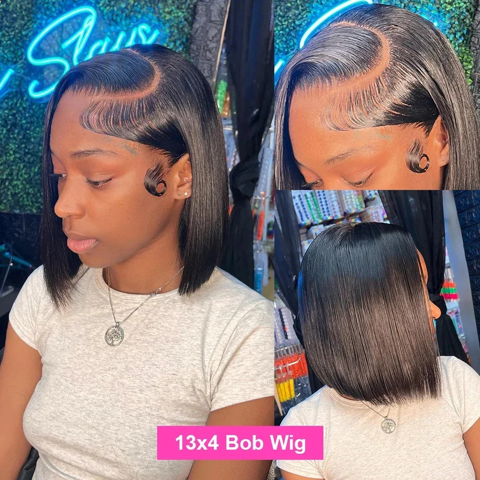 13×4 13×6 HD Bone Straight Bob Lace Frontal Human Hair Brazilian Short Bob Wig