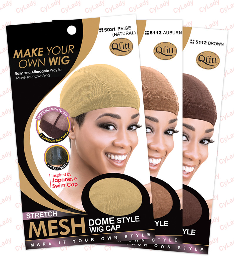 QFITT MESH DOME STYLE WIG CAP(3PCS) Black,Brown,Auburn,Beige Colors