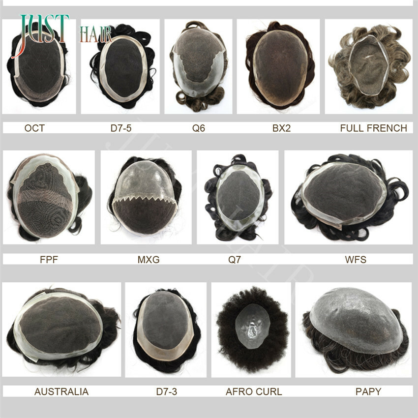 Mens Toupee Durable Fine Mono Lace Poly PU Around Hairpiece Remy Human Hair Wig