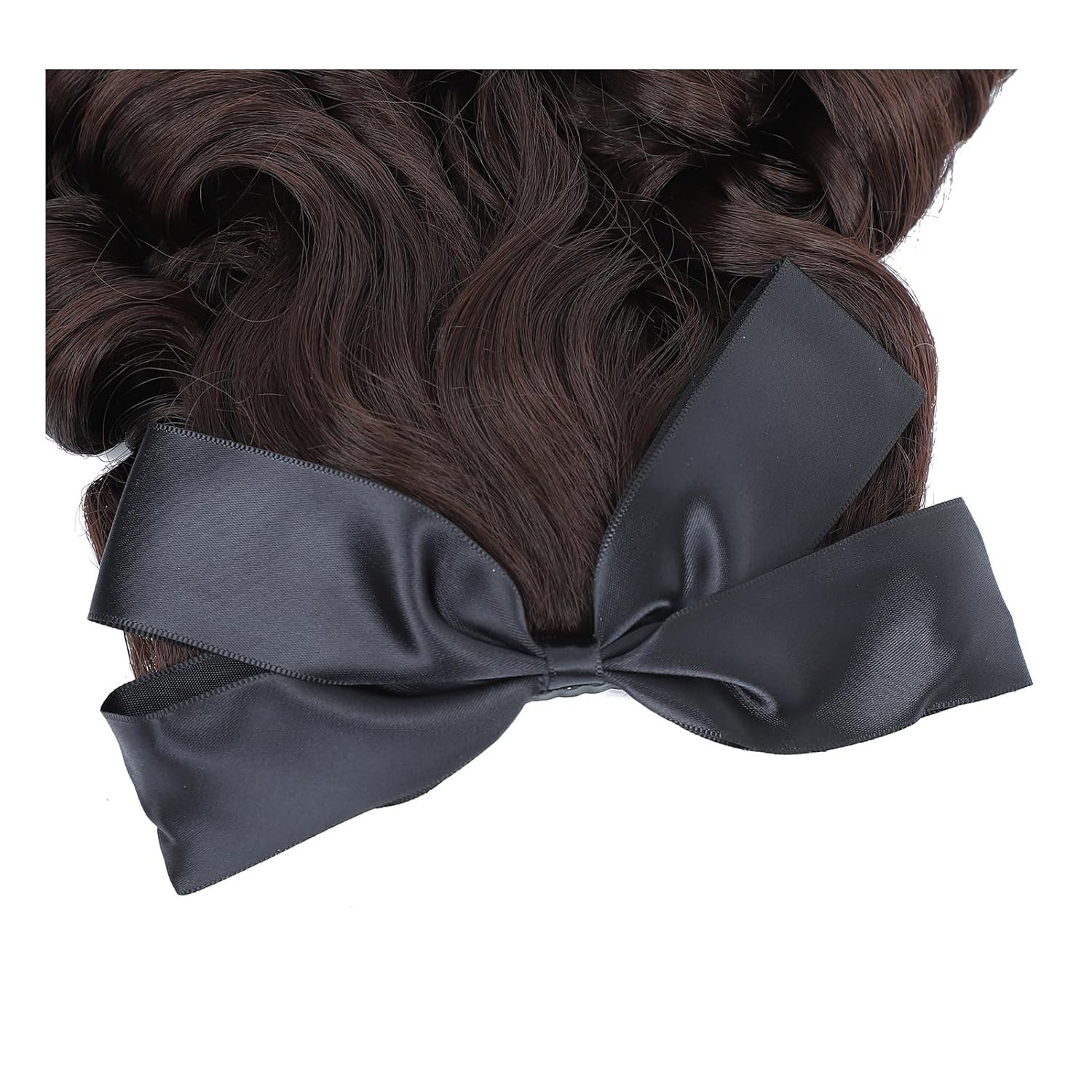 Regency Ponytail Hairpiece with Bow Spiral Curl – Elegant Colonial Cosplay Wig