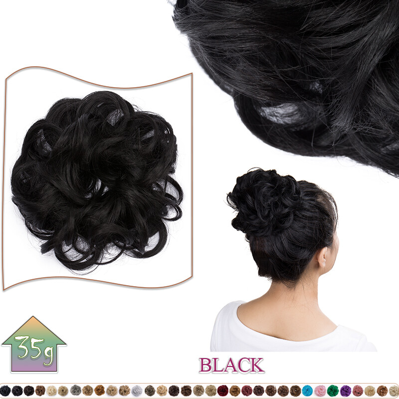 100% Natural Real Soft Curly Messy Bun Hair Piece Scrunchie Extension Thick/Thin