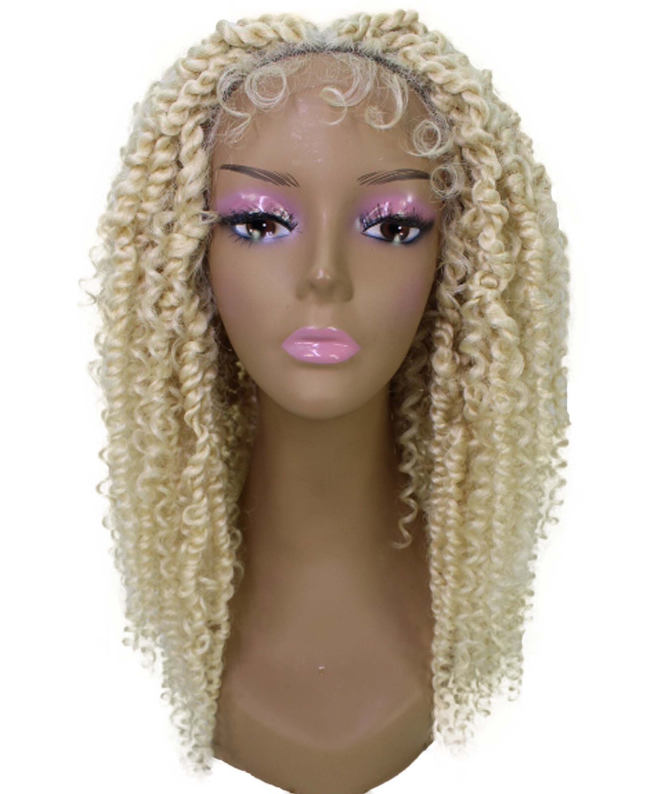 LUXLUXE Tierra Curly 19″ Long 4×4 Hand Tied Lace Braided Wig, BLB-0141