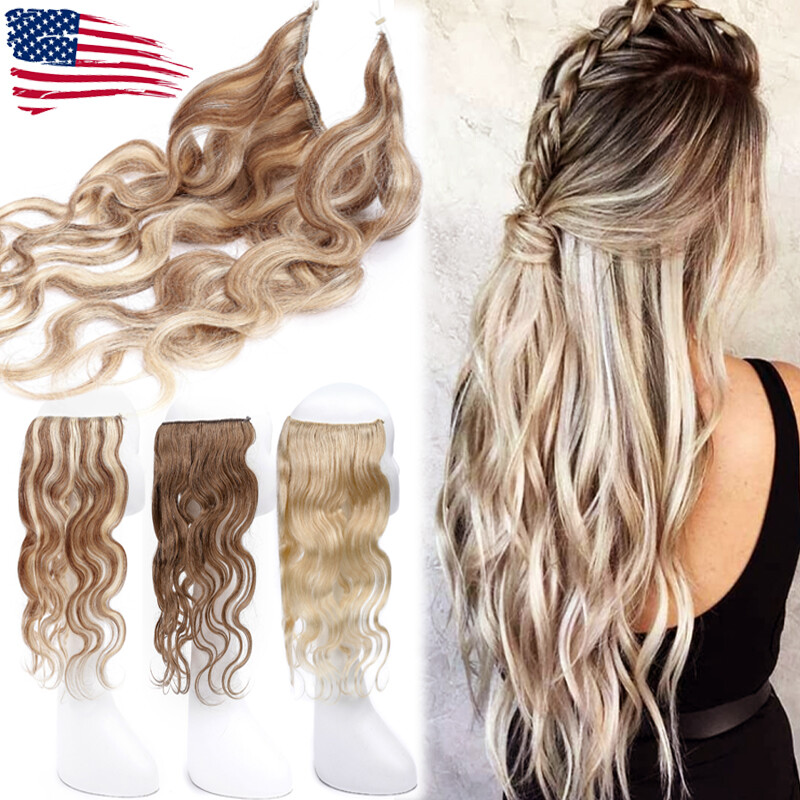 Secret Headband Wire In Thick Remy Human Hair Extensions Hairpiece Body Wave G18