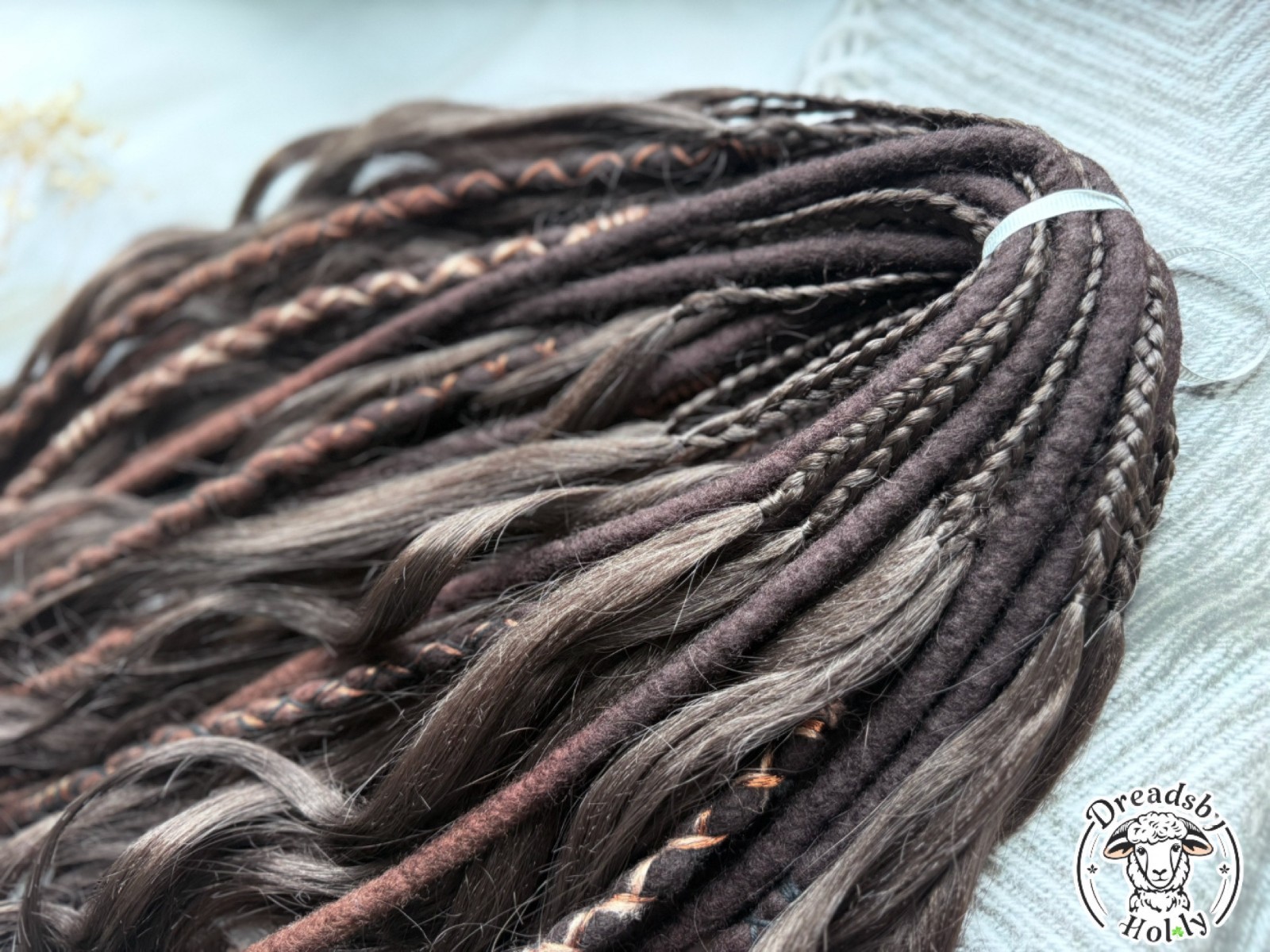 Full Set Wool Dreads Mix Braids Curls Brown DE – SUPER FAST 2-3 DAY SHIPPING USA