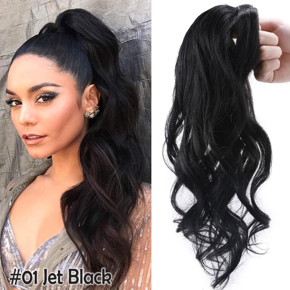 18 20″ Wrap Around Ponytail Clip In Human Hair Extensions Corn Wave Brazilian US